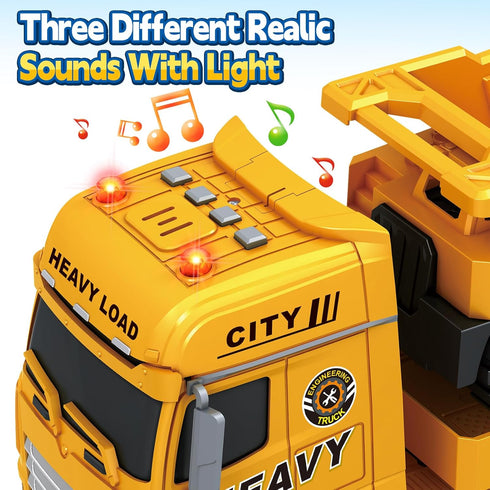 3 4 5 6 25" Truck,3 1 3 4 5 6 SpringFlower Toddler Boy Toys, Construction Carrier Toy with Excavator and Dump in Truck