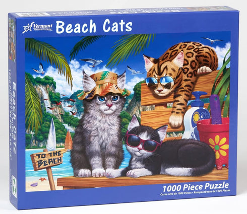 Vermont Christmas Company Beach Cats Jigsaw Puzzle 1000 Piece