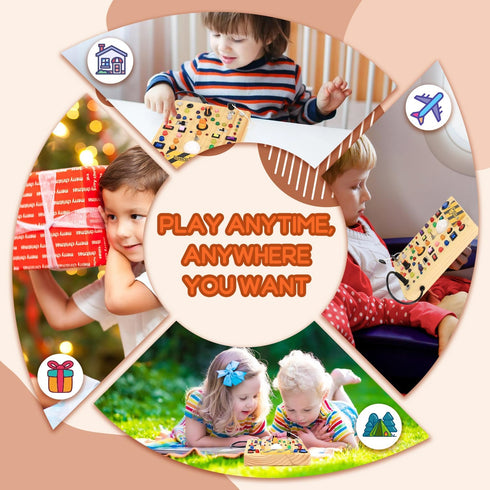 19 1 2 3 1 2 3 Busy Board with LED Light Switches, Montessori Toys for Years Old, Wooden Sensory Board, Toddlers