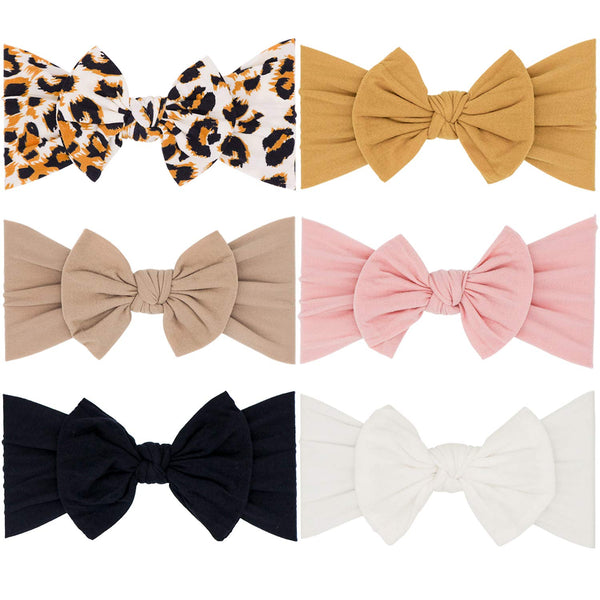 Baby Girl Nylon Headbands with Bows - Newborn Infant Toddler Hair Accessories