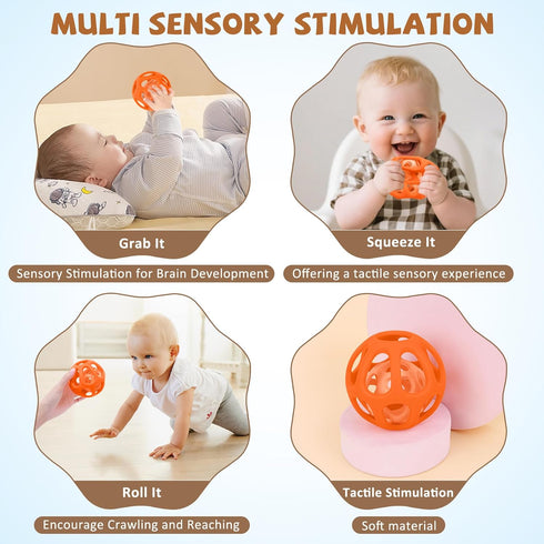 Set MCGMITT Silicone Baby Teething Toys Bundle with Baby Ball Toy