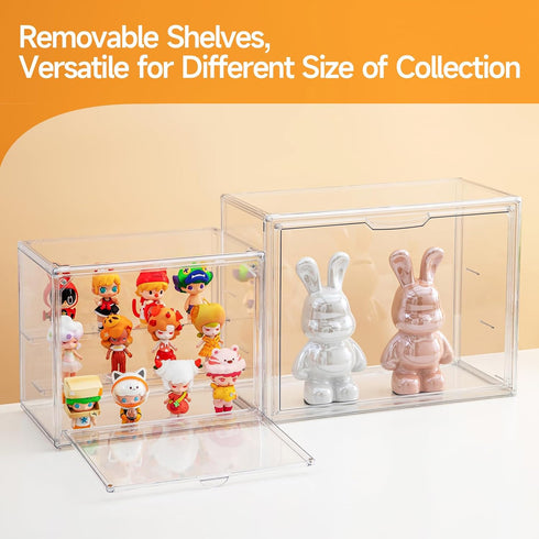 3 (1, Acrylic Display Cases for Collectibles, Tier Clear Shelf Boxes for Figures, Miniature Dustproof and Stackable