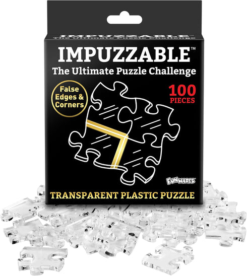 Funwares - ImPuzzable Insanely Impossible Puzzle - 100-Piece Clear Acrylic Puzzle for Adults, Unique Pieces