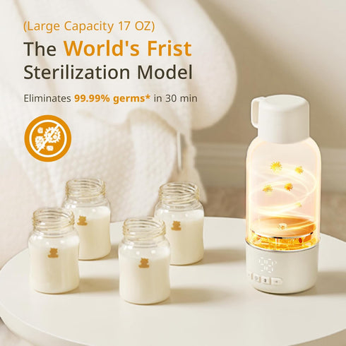 2.5 10200mAh 17oz Snow Bear Portable Bottle Warmer for Travel, Fast Heating in Mins for Breast Milk and Formula