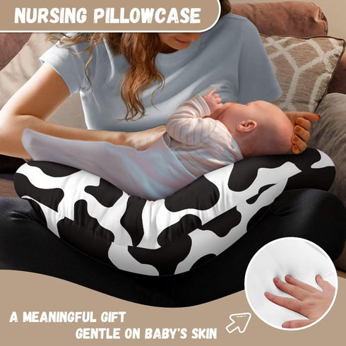 Psesaysky Cow Print Baby Nursing Pillow Cover Breathable Durable Neutral Breastfeeding Pillow Cover Soft Nursing Pillow