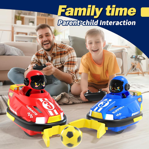 Set 2 360Rotating|Christmas 3 4 5 bessome Cute Cartoon Remote Control Bumper Car Toy of Players Football Games|Toddlers
