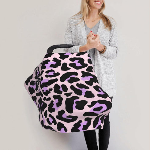 Schgap Purple Leopard Car Seat Cover for Babies Soft Stroller Cover Nursing Cover Breastfeeding Baby Carrier Covers