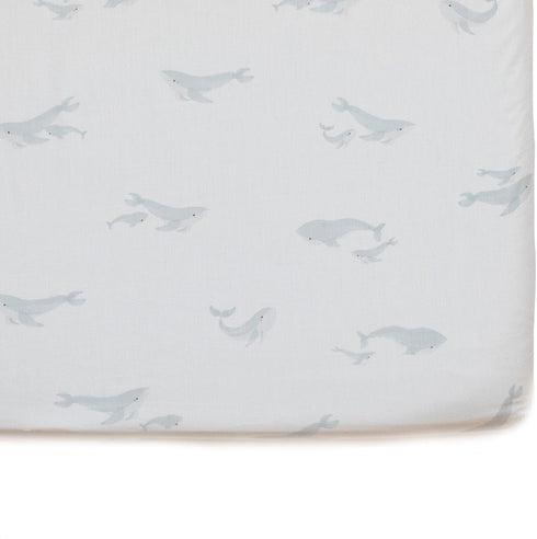 Pehr Crib Sheet, Follow Me Whale | Breathable Brushed Organic Cotton for