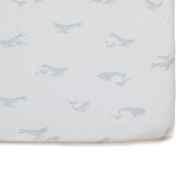 Pehr Crib Sheet, Follow Me Whale | Breathable Brushed Organic Cotton for