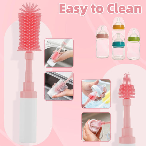 Chuya Baby Bottle Brush Kit -Upgraded Silicone Bottle Cleaning Brush & Nipples Cleaning,Press-Pump Foam Dispenser Brush