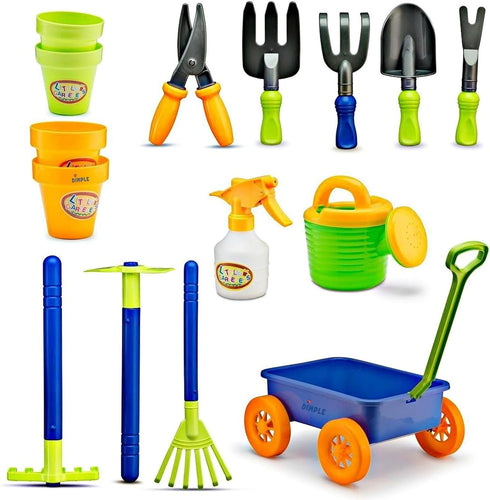 Set, Set 15 1-3, Set Dimple Garden Wagon & Tools Toy Kids Gardening - Pcs Outdoor Toys for Toddlers Sand Toys - Sturdy