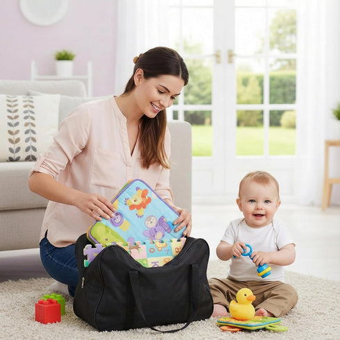 Shinylin 15.7" 13.8" 6" 600d Large Storage Bag for Baby Play Mat x x Black Waterproof Oxford Cloth Portable Bag