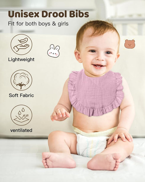 Lictin Muslin Baby Drool Bibs, 8 Pack Cotton Bandana Bibs for Unisex