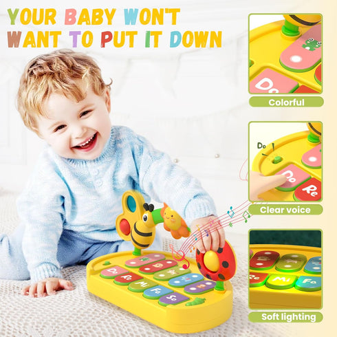 6 9 12 18 3 4 5 6, 1-3 Musical Baby Piano Toy - Multifunctional Interactive Insect Piano Keyboard for Month, STEM