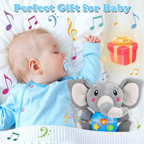 Plush Musical Baby Toys - Cute Elephant Stuffed Animal for 3-12 Months Boys & Girls, Infant Baby Toy