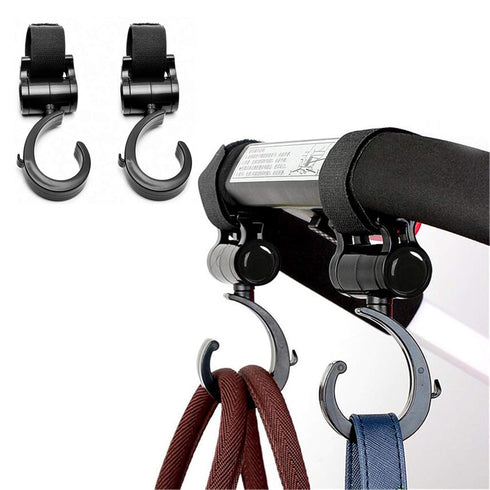 Stroller Hooks for Hanging Diaper Bags Baby Stuff Organizer Groceries Purse Mommy Hook Stroller Accessories for Mom When Jogging Walking or Shopping Pack of 2-Black LLUFO