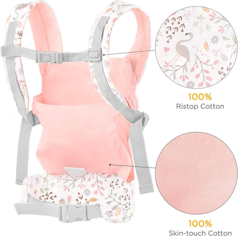GAGAKU Baby Doll Carrier, Toy Baby Carrier for Dolls, Reborn Baby Dolls Accessories for Girls Kids (Pink Flamingo)