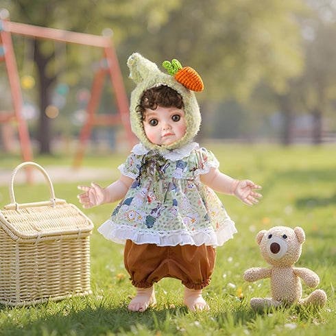 18inch 3+Years Reborn Baby Doll, Lifelike Realistic Baby Doll with Green Carrot Hat and Cute Outfit, Soft Vinyl Doll