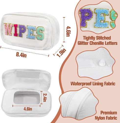 Portable Reusable Wipe Dispenser, Chenille Letter Wipes Container Newborn Baby Essentials Must Haves for Nursery