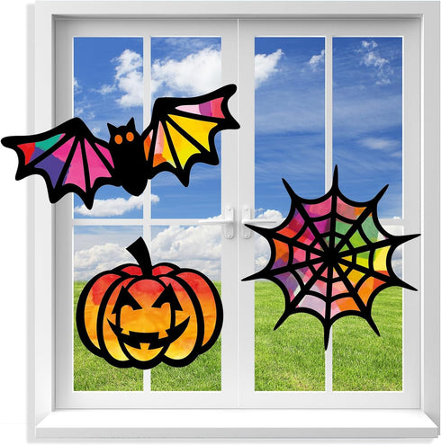 VHALE Suncatchers Craft Kit - 3 Sets (9 Cutouts) with Tissue Papers for Stained Glass Effect, Window Art, Classroom
