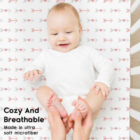 2 Pack 28x52x8in(Arrow) Yoofoss Baby Crib Sheets for Boys Girls, Fitted Crib Sheet for Standard Crib and Toddler