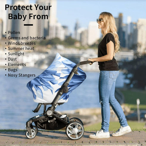Schgap Blue Flower Car Seat Cover for Baby Nursing Cover Breastfeeding Baby Carrier Covers Carseat Canopy for Shower