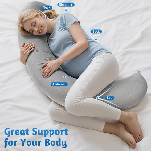 SweetSlubr 47.2 9.8'' Pregnancy Pillows for Sleeping, C-Shaped Maternity Pillow for Pregnant Women with Adjustable