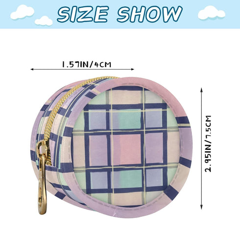 PYBUG Plaid Round Pacifier Storage Case, Polyester & TPU Lined with Hook Buckle, Pacifier Container Box for Baby