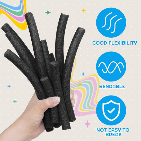 5/8 Inch x 40ft Noodle Rope Craft Foam Noodles, Versatile Foam Rod for DIY Arts and Crafts Supplies (Black)