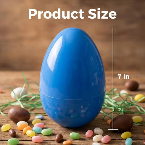 AquaHood 7 Inch 12 Pack Easter Eggs Decorations Plastic Large: Jumbo Fillable Colorful Bright Easter Egg Hunt Empty