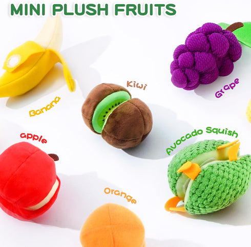 Set 1-3, 1 0-6-12 Jollybaby Plush Stuffed Cloth Fruit Food Toy for Toddler Soft Fruit Basket Montessori Sensory Toy