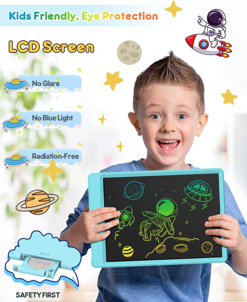10 Inch 3-8 FLUESTON LCD Writing Tablet, Doodle Board Toys Gifts for Year Old Girls Boys, Colorful Electronic Drawing