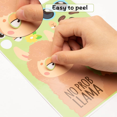 WATINC 36PCS Make Your Own Llama Cactus Stickers, DIY Art Cards Craft Game, Good Gift for School Kids