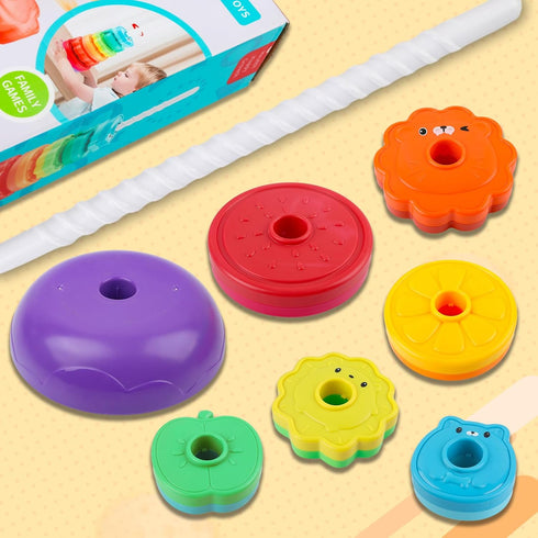 Spinning Stacking Toys – Spin Toys for Toddlers 1-3 – Rainbow Spin Tower – Autism Sensory Learning Toy