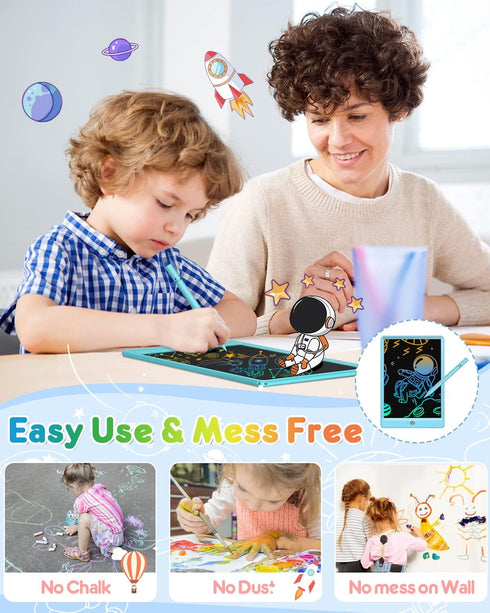 10 Inch 3-8 FLUESTON LCD Writing Tablet, Doodle Board Toys Gifts for Year Old Girls Boys, Colorful Electronic Drawing