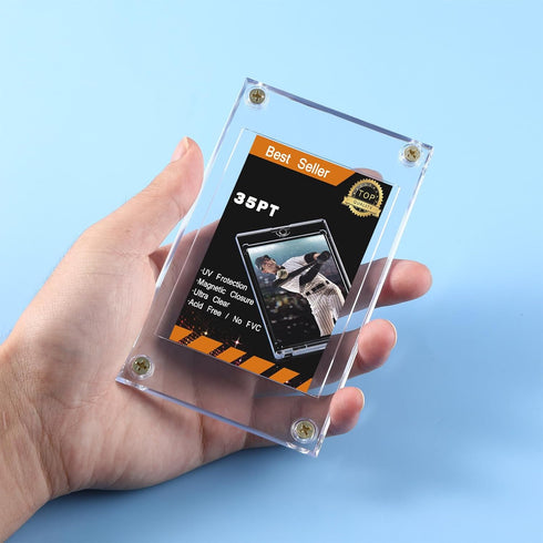 15 35 Pieces Acrylic Card Holder Screw Trading Card Protector PT Clear Protectors for Baseball Football Sports Game