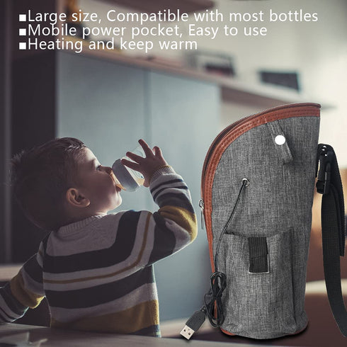 Generic 3-in-1 Portable USB-Powered Breastmilk & Bottle Warmer - Insulated Bag for Baby Bottles & Drinks, Ideal for Car