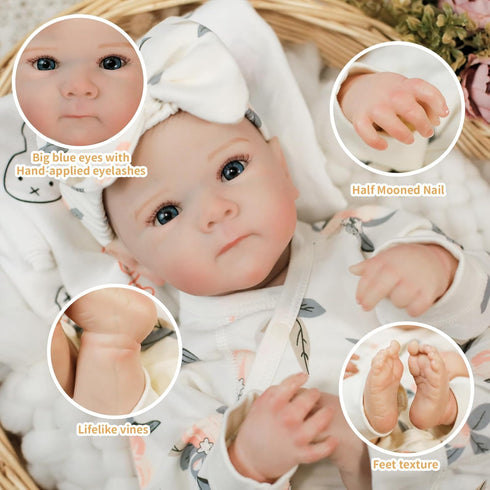 20Inch 3+ Lifelike Reborn Baby Dolls - Soft Vinyl Realistic Newborn Baby Dolls Poseable Real Life Baby Girls Dolls