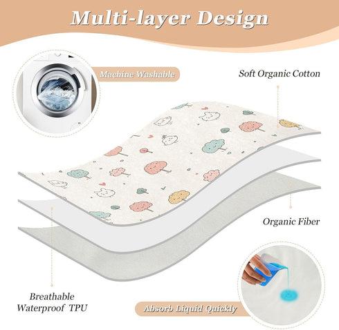 siphylline 52" 34" Cartoon Small Tree Birds Cute White Extra Large Resuable Potty Training Pee Pad Water Resistant