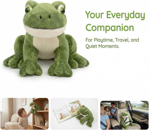 6.2 Inch Tiny Heart Cute Green Frog Plush Toy, Realistic Small Frog Kawaii Lifelike Super Soft Plush Stuffed Animal