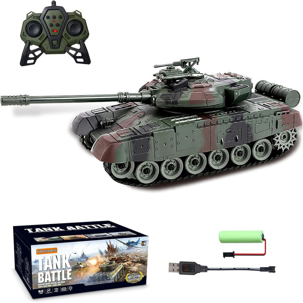 Glorryearst RC Tank 1:28 Scale 9 Channel Remote Control Toy with Realistic Sounds