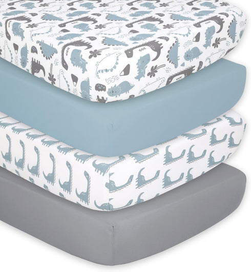 The Peanutshell 4-Pack Fitted Crib Sheet Set - Super Soft & Breathable
