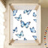 CZXW 52" 28" Blue Butterflies Crib Sheets Fitted x Natural Cotton Soft & Breathable for Baby Crib Mattress