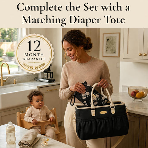 DOKUS & CO Premium Wet Dry Diaper Clutch Structured Waterproof Baby Organizer with Wrist Strap + Matching Washable Wet