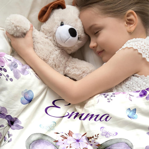 Snoweets Personalized Baby Blanket for Girls Kids Boys, Custom Elephant Blanket with Name for Daughter Niece Her