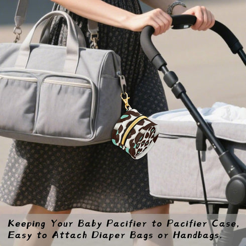 Wajiw Pacifier Storage Case for Travel, Round Pacifier Case with Zipper & Hook Buckle, Pacifier Storage Bag for Mom