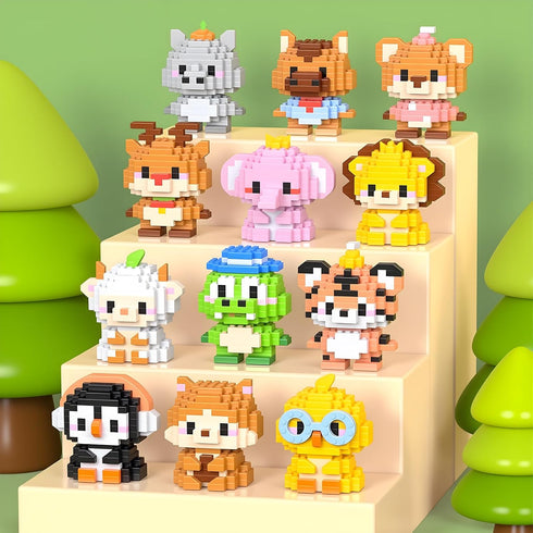 APENGBAOL 12 Pack Sets,Micro Girl(1,691 Animals Building Block Mini Animals Party Favors for Kids, Birthday Gift