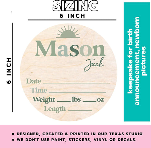 Birth Announcement Photo Prop - Baby Stat Plaque - Wooden Baby Birth Announcement Sign - Newborn Name Sign for Hospital