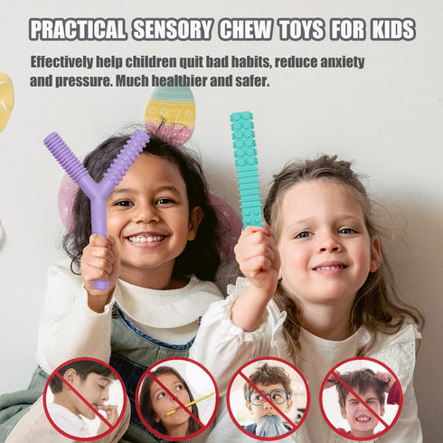 Sensory Chew Toys for Autistic Children, 4 Pack Chew Tubes for Kids, Durable Silicone Oral Motor Tools, BPA Free
