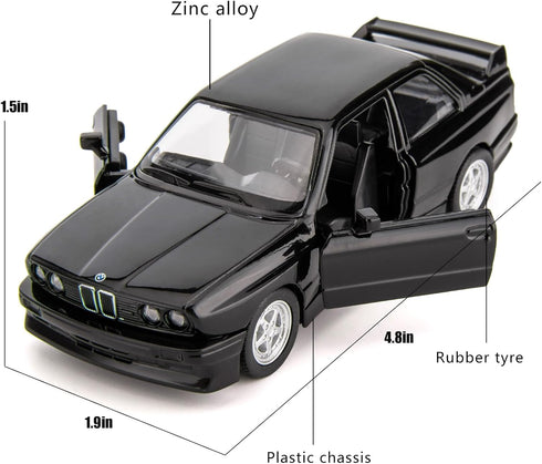 1:36 BMW M3 1987 Toy Car - Diecast Pull Back Model, Collection Kids Toy for Ages 3 and Up, Black